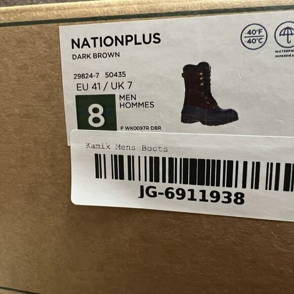 Kamik Men\'s Nation Plus Snow Boots Brown, Size 8 M main image 6